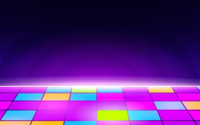 Bright multicolored floor lights with purple hues