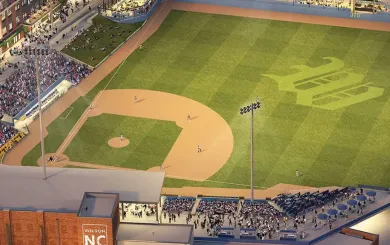 Drone shot of local baseball field minor league 