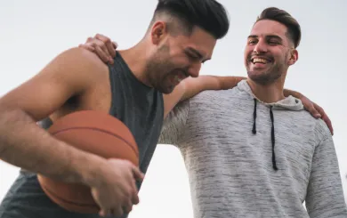 men hugging